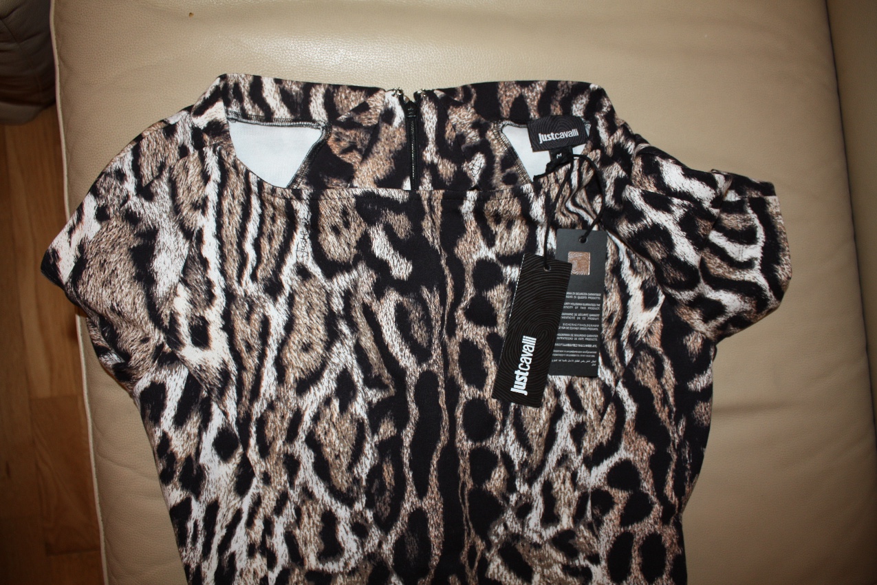 Just Cavalli leopard-print stretch top Size M Tan/Brown viscose