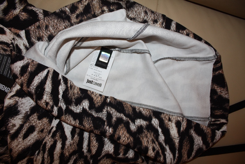 Just Cavalli leopard-print stretch top Size M Tan/Brown viscose