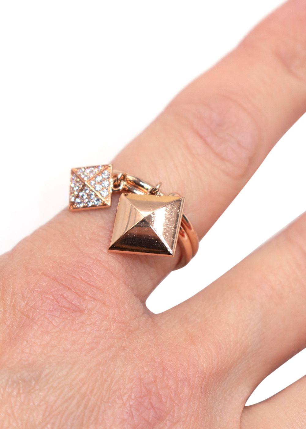 Hermes Rose Gold Clou D'H Ring with Diamonds, Size 54