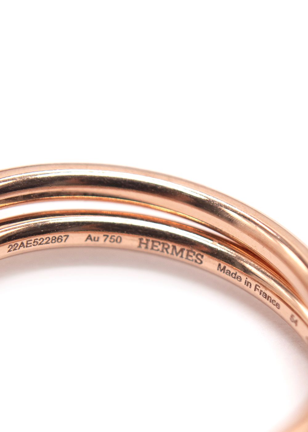 Hermes Rose Gold Clou D'H Ring with Diamonds, Size 54