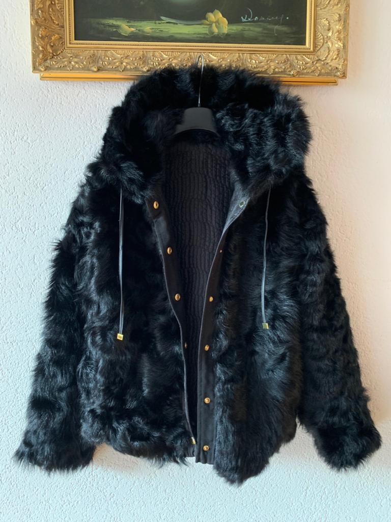 Trussardi Reversible Goat Fur Jacket Size XS Black