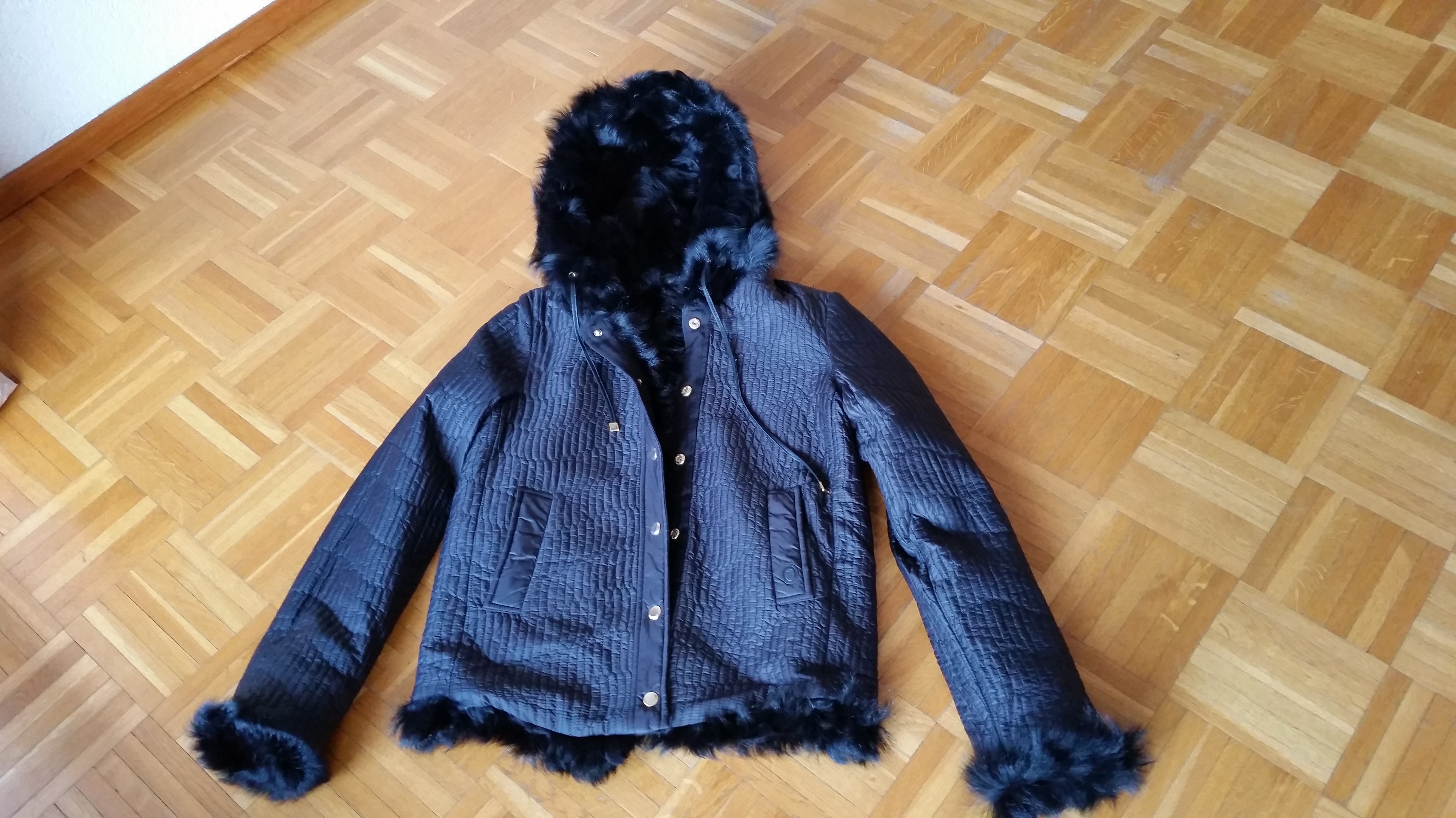 Trussardi Reversible Goat Fur Jacket Size XS Black