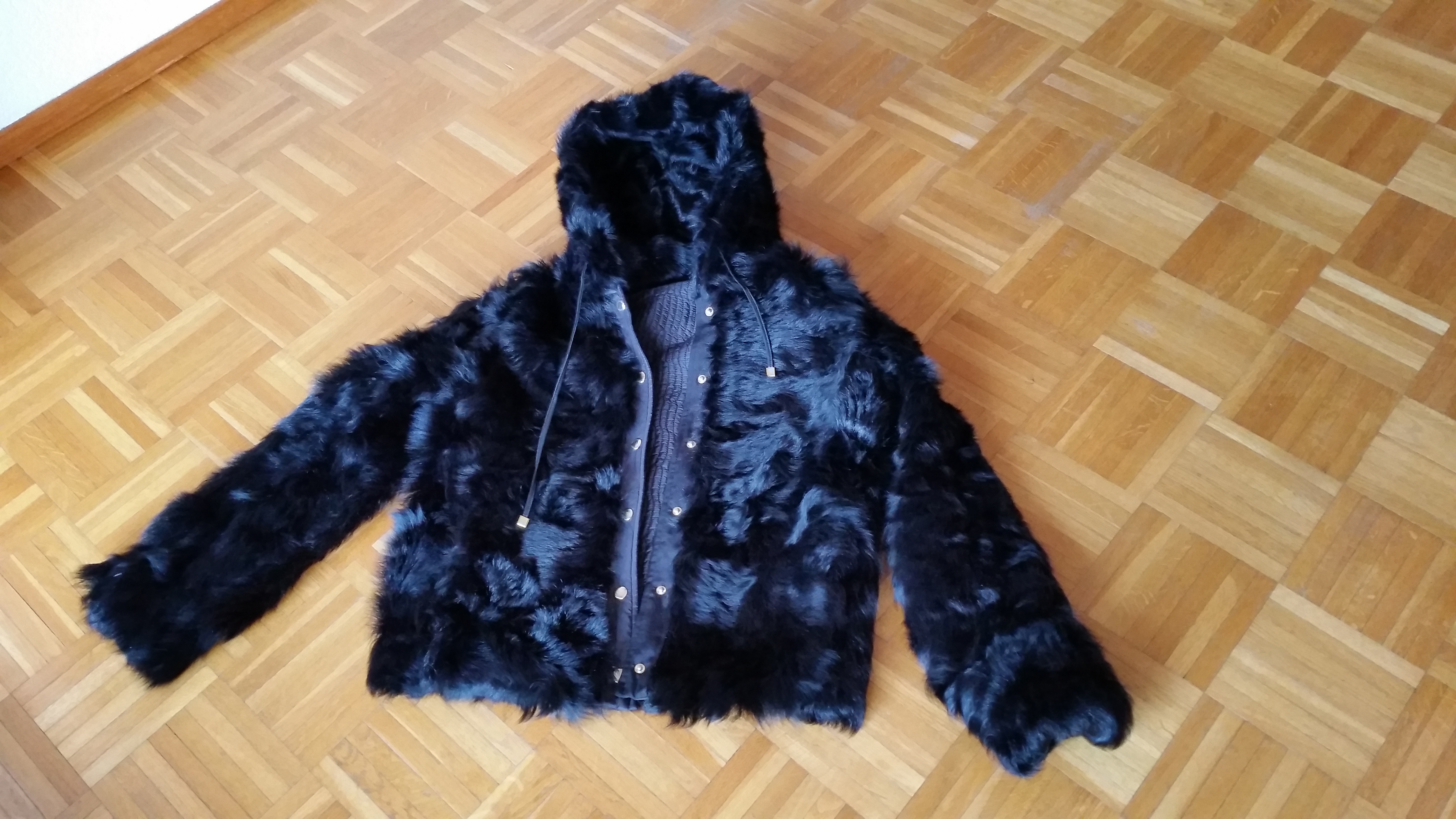 Trussardi Reversible Goat Fur Jacket Size XS Black