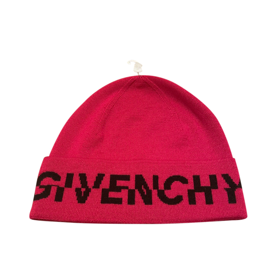 Givenchy Pink Logo Intarsia Beanie wool