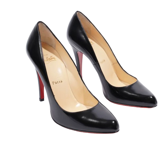 Preowned Christian Louboutin Black Patent Leather Decollete Heels Size 38