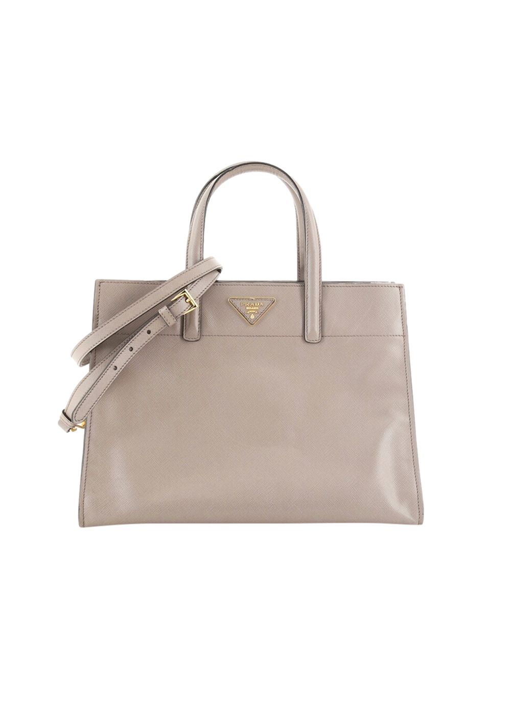 Prada Grey Saffiano Soft Triple Pocket Tote Bag