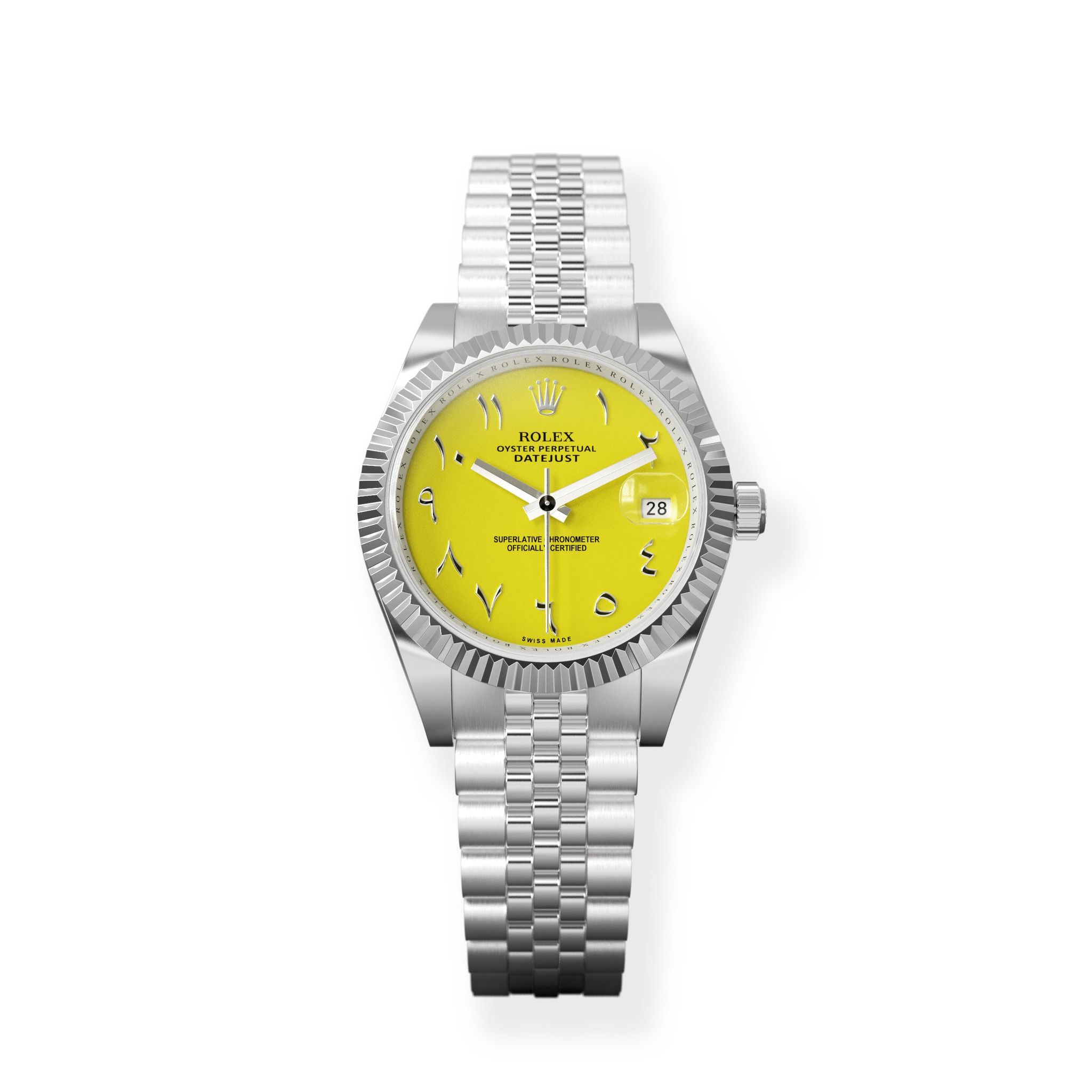 Rolex Datejust 31mm Custom Yellow Arabic Dial Steel Watch NA