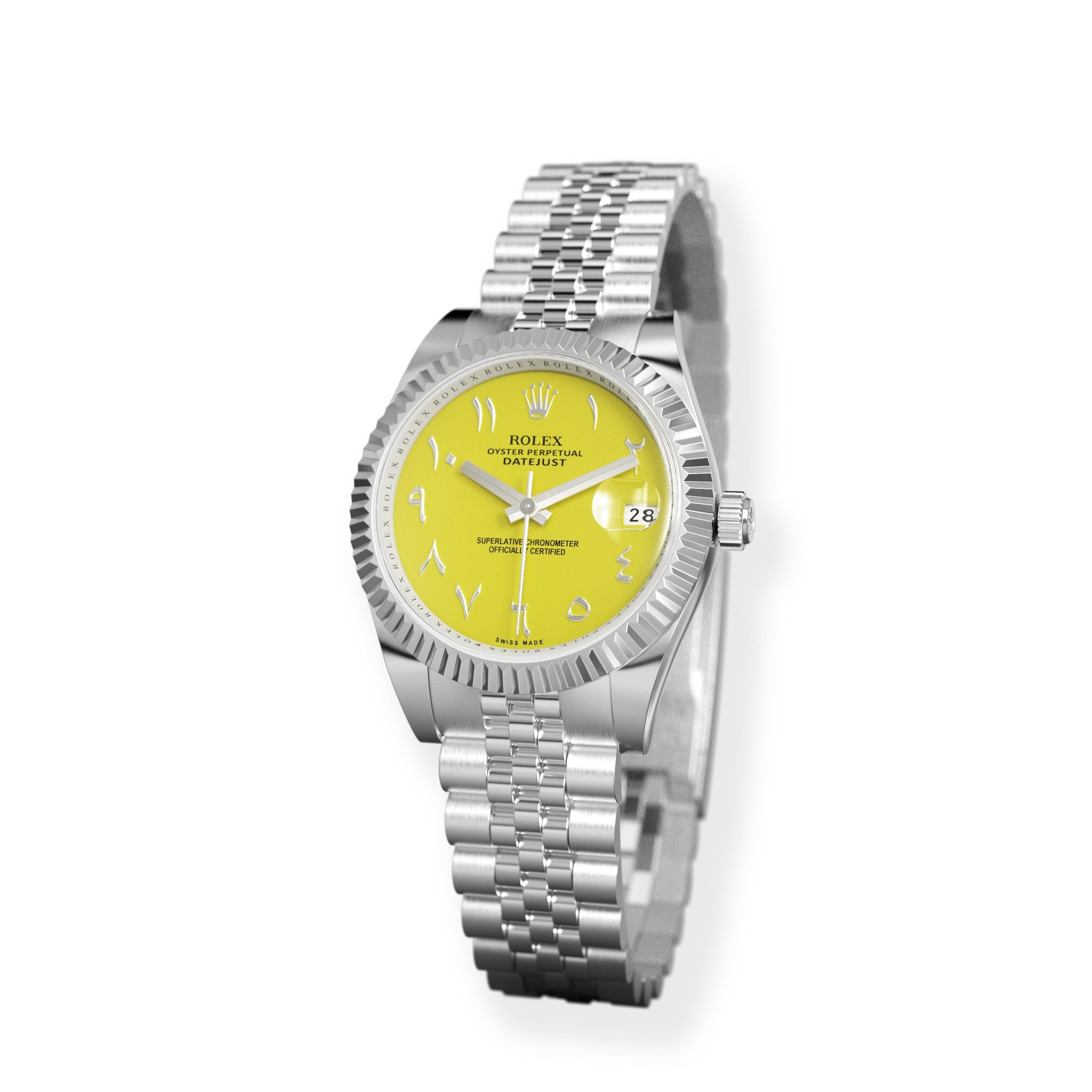 Rolex Datejust 31mm Custom Yellow Arabic Dial Steel Watch NA