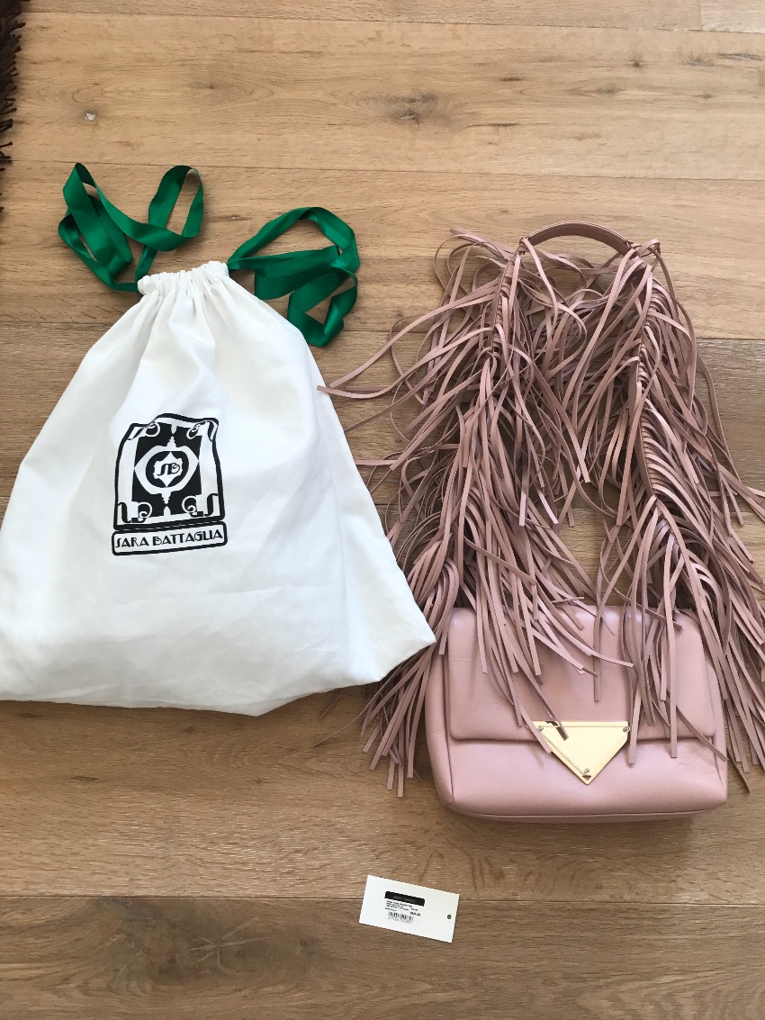 Preowned Sara Battaglia Fringe Pink Powder Blush Bag Cream leather