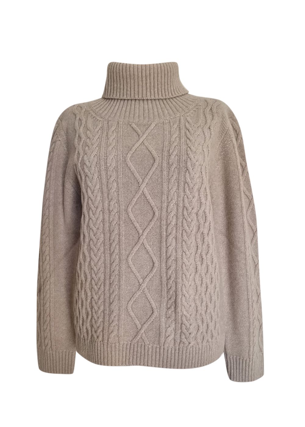 Max Mara Beige Turtle Neck Jumper Size M sand wool