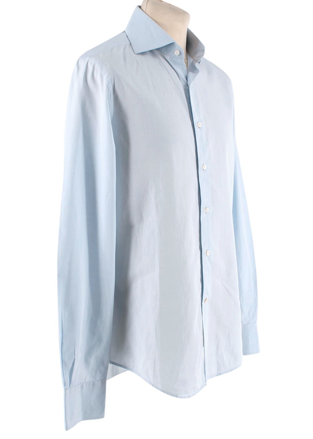 Men's Preowned Patrick Hellmann Pale Blue Cotton Shirt Size L