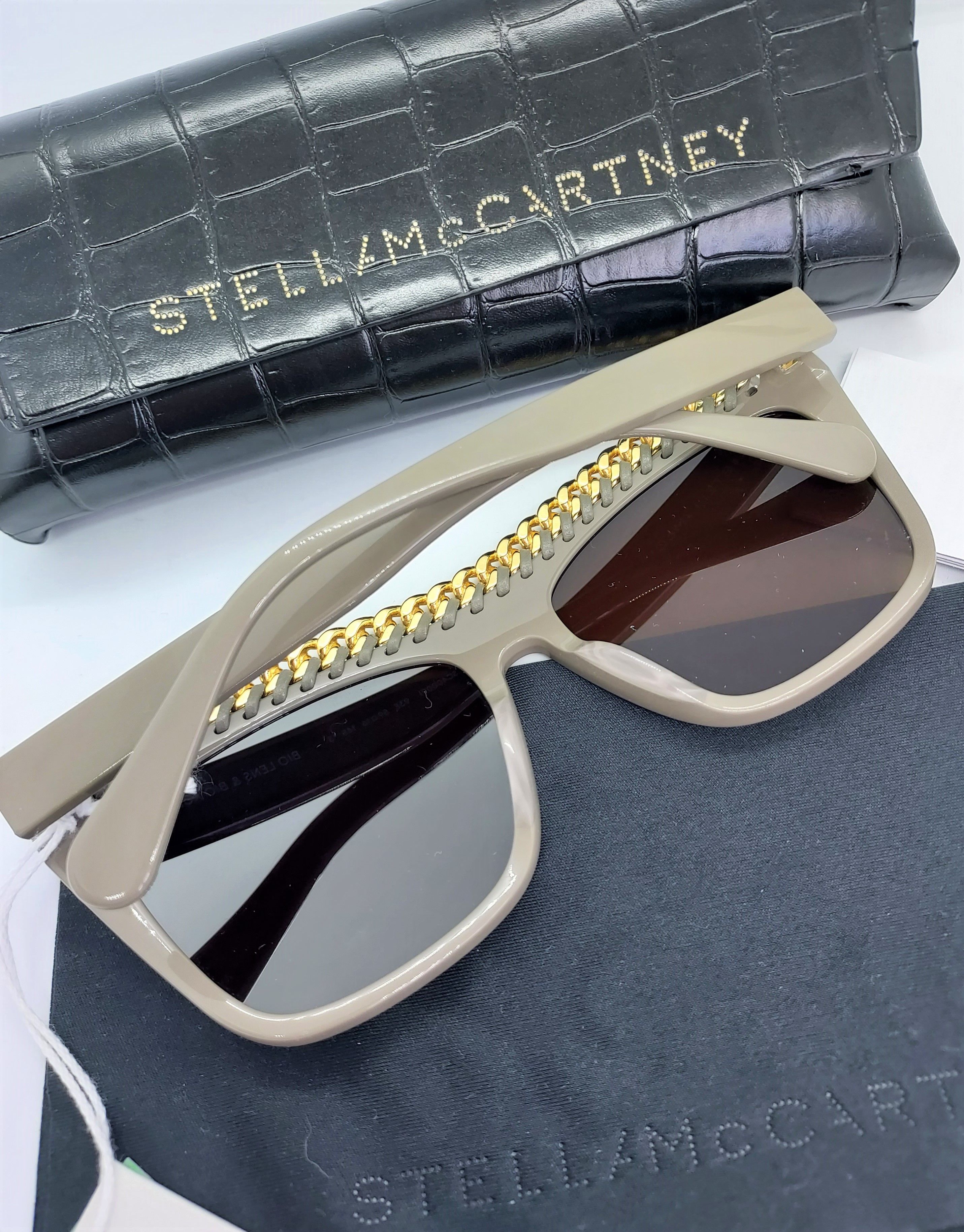 Stella McCartney Falabella Chain Detail Taupe Sunglasses