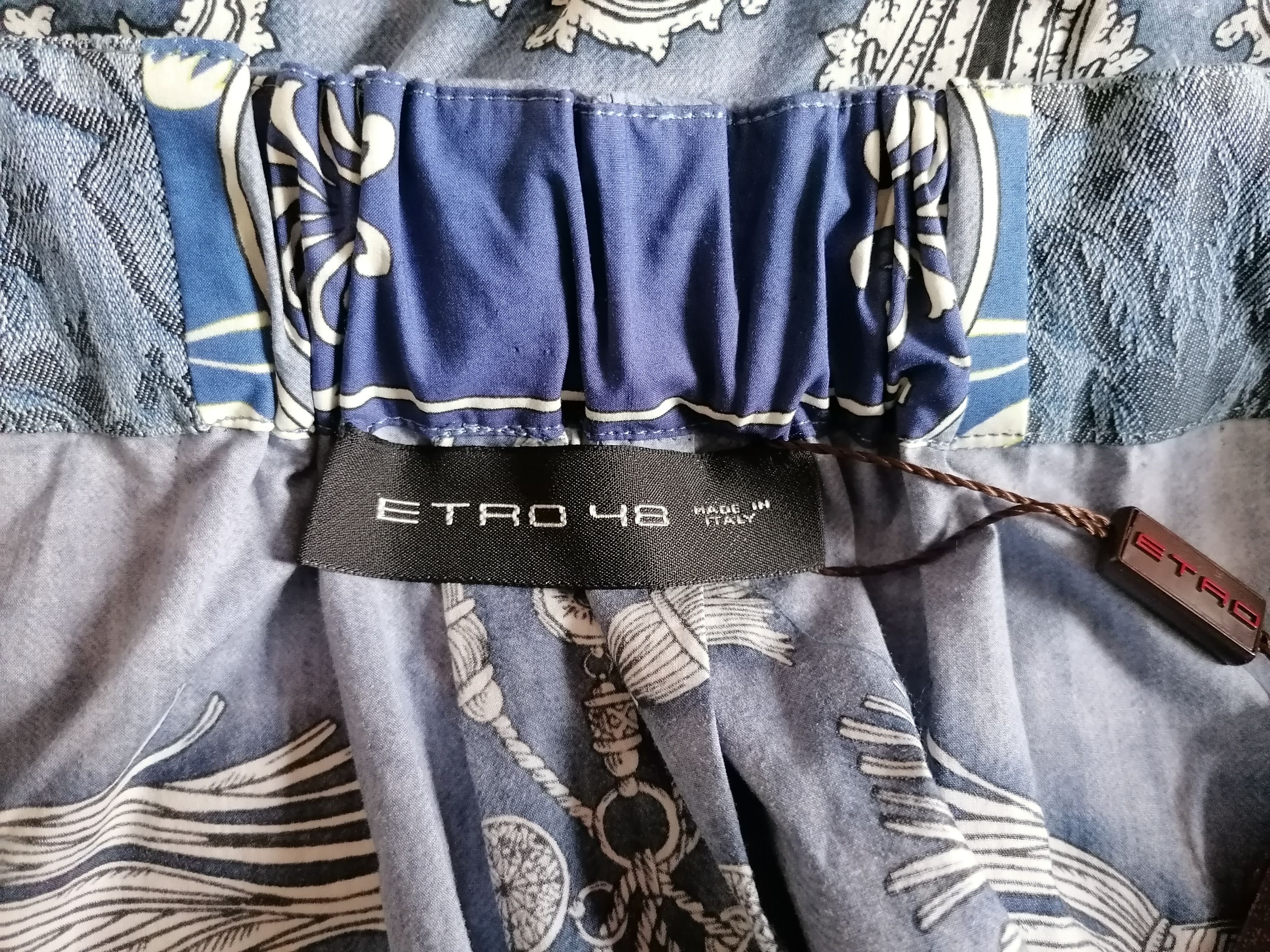 Etro Blue Cotton A-Line Skirt Size XL Multicoloured