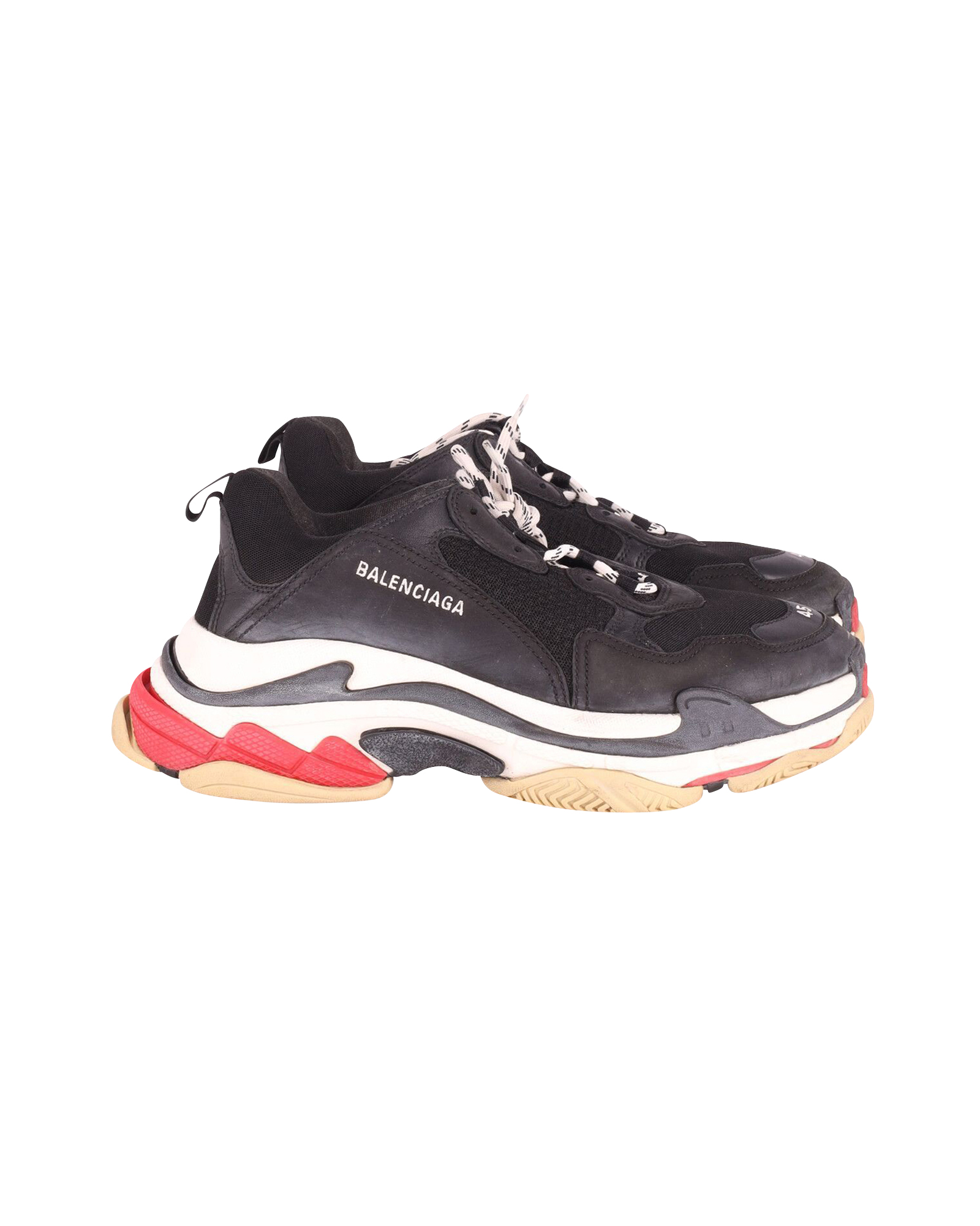 Men's Preowned Balenciaga Black Triple S Sneakers Size 455 plastic