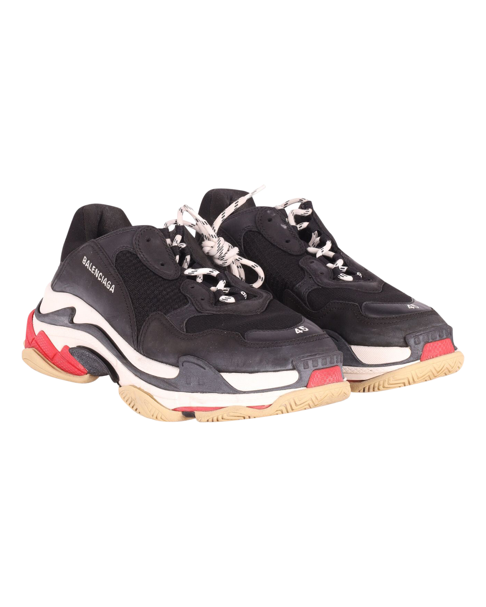 Men's Preowned Balenciaga Black Triple S Sneakers Size 455 plastic