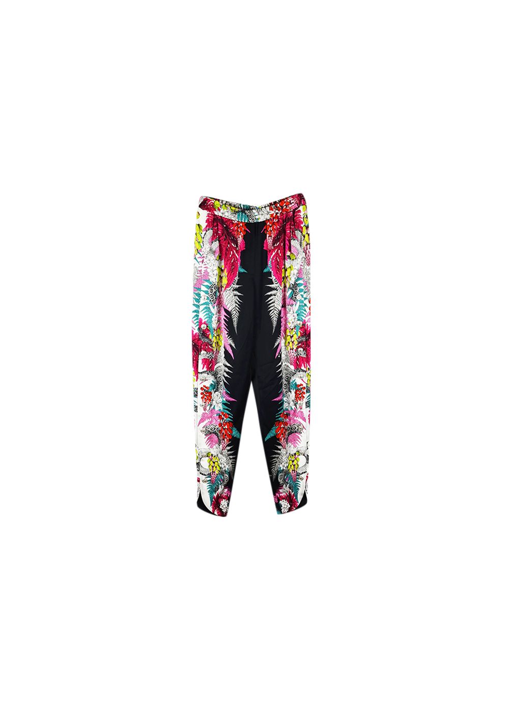 Just Cavalli Multicolour tropical print tapered trousers Size 30/76 Black viscose