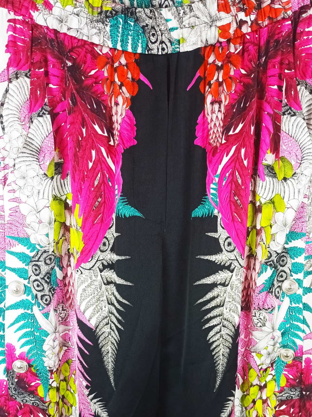 Just Cavalli Multicolour tropical print tapered trousers Size 30/76 Black viscose