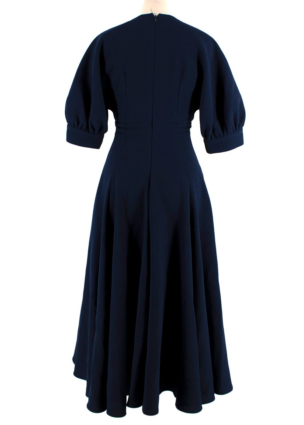 Emilia Wickstead Bria Flared Wool-crepe Midi Dress Size XS navy wool