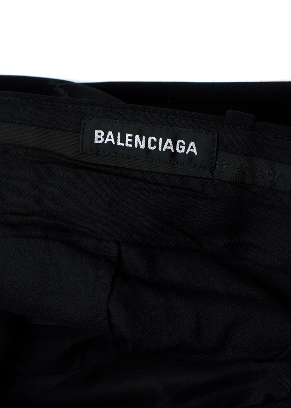 Men's Balenciaga Signature Logo Boxy Suit Trouser Size M black polyester/cupro