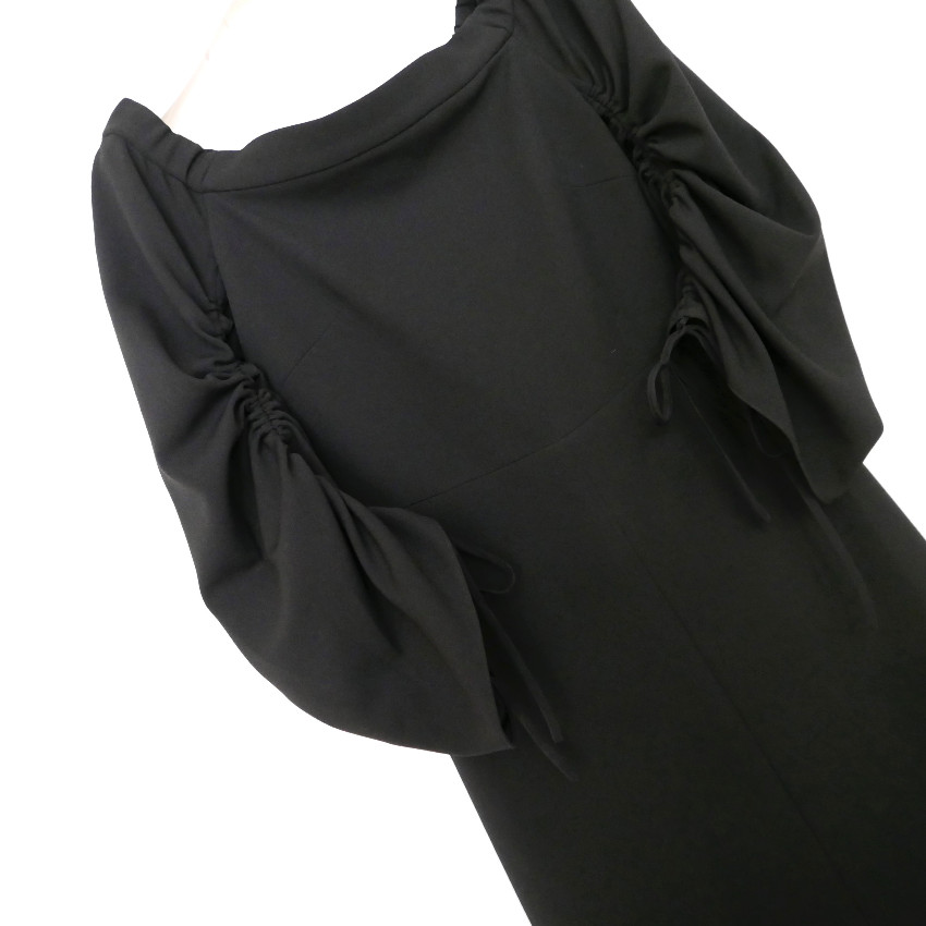 Preowned Tibi Black Off-Shoulder Crepe Dress Size S polyamide/elastane