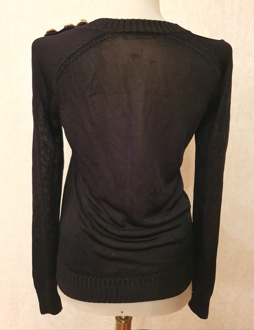 Preowned Balmain black Knit Button Embellished Jumper Size S viscose