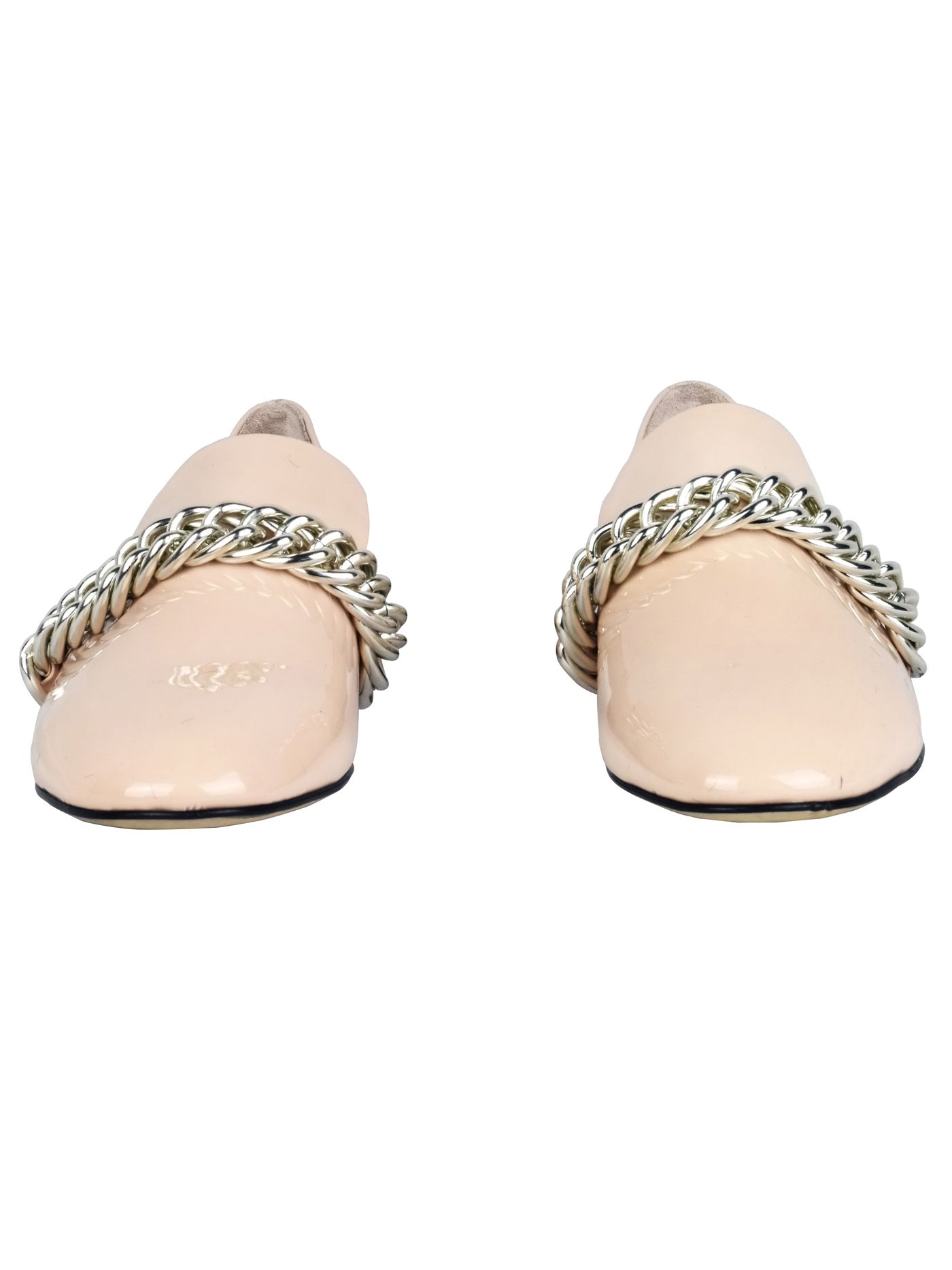 Christopher Kane Patent DNA Chain Loafers Size 37 Beige/Cream leather