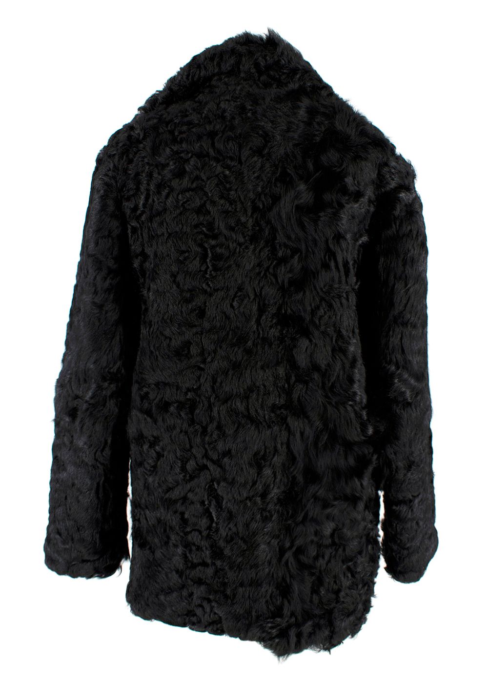 Sandro Black Lamb Fur Zip Up Coat Size S