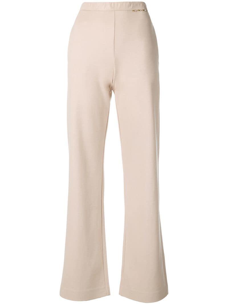 Max Mara Straight Cut Beige Trousers Size M Beige/Nude triacetate/elastan