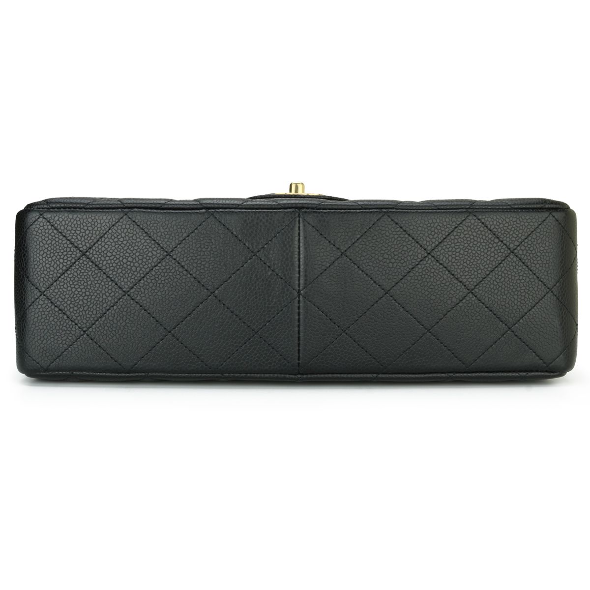 Preowned Chanel Black Caviar Leather Jumbo Flap Bag grained calfskin-caviar