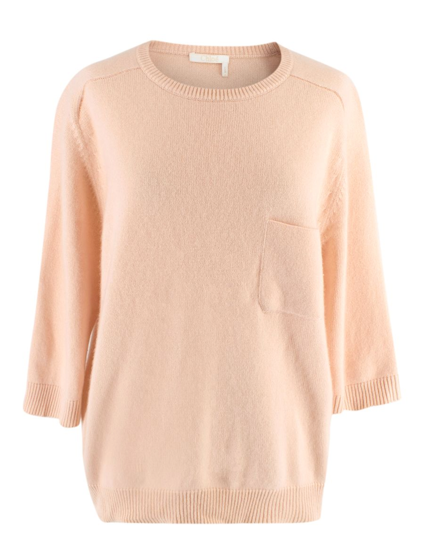 Chloe Cropped Sleeve Cashmere Jumper Size M Pinky Beige