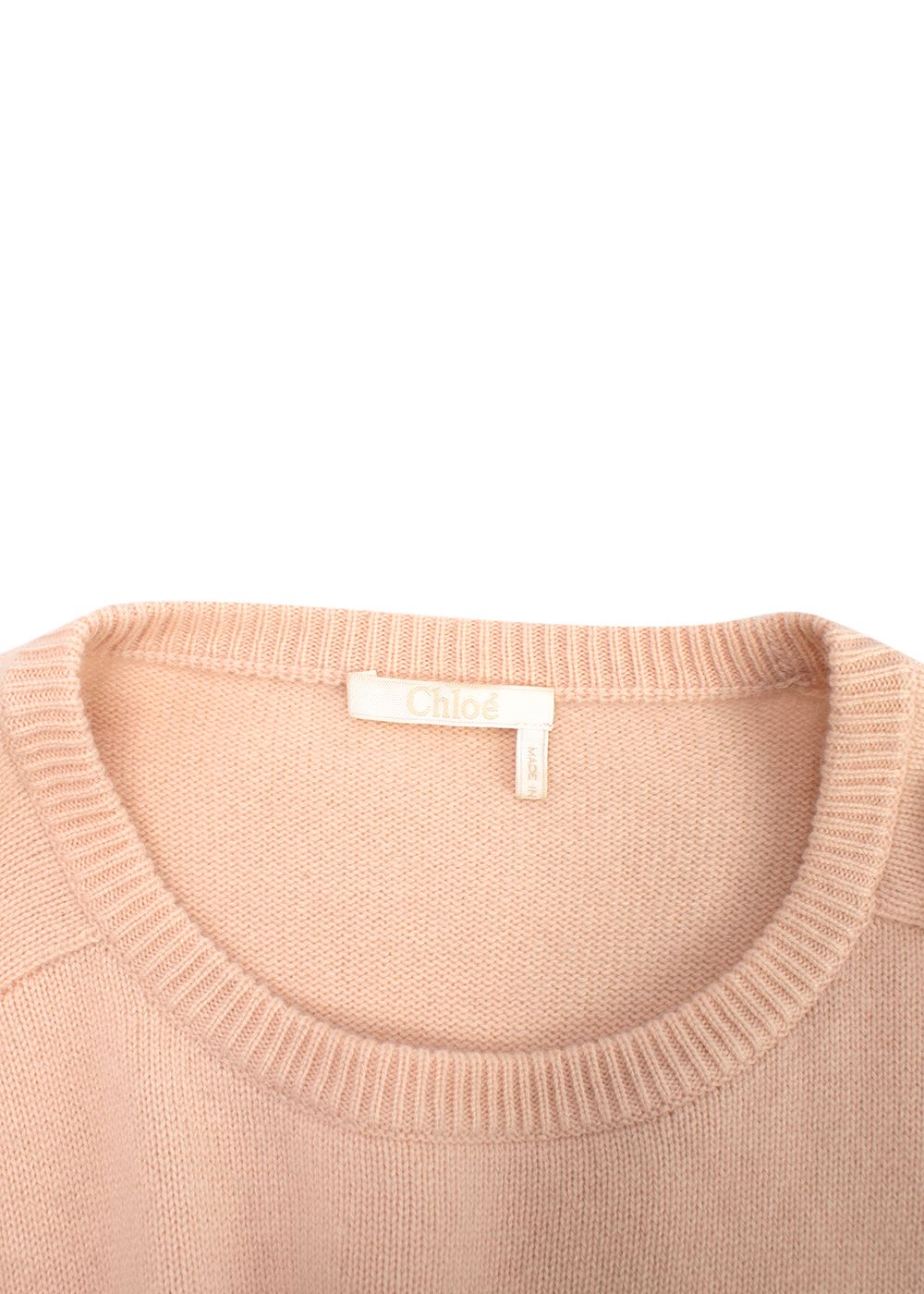 Chloe Cropped Sleeve Cashmere Jumper Size M Pinky Beige