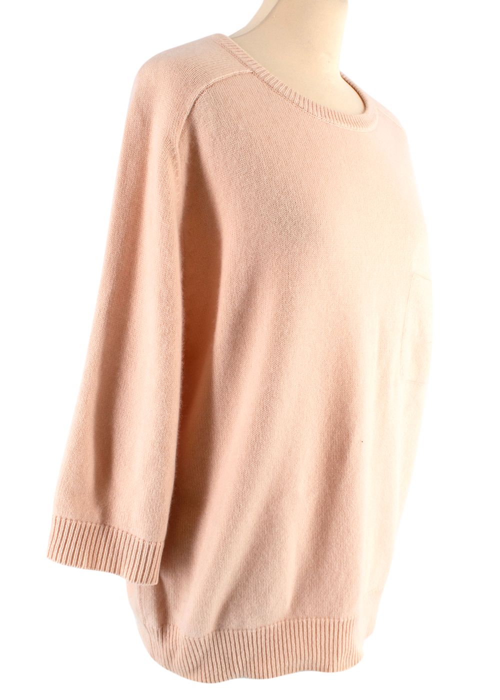 Chloe Cropped Sleeve Cashmere Jumper Size M Pinky Beige