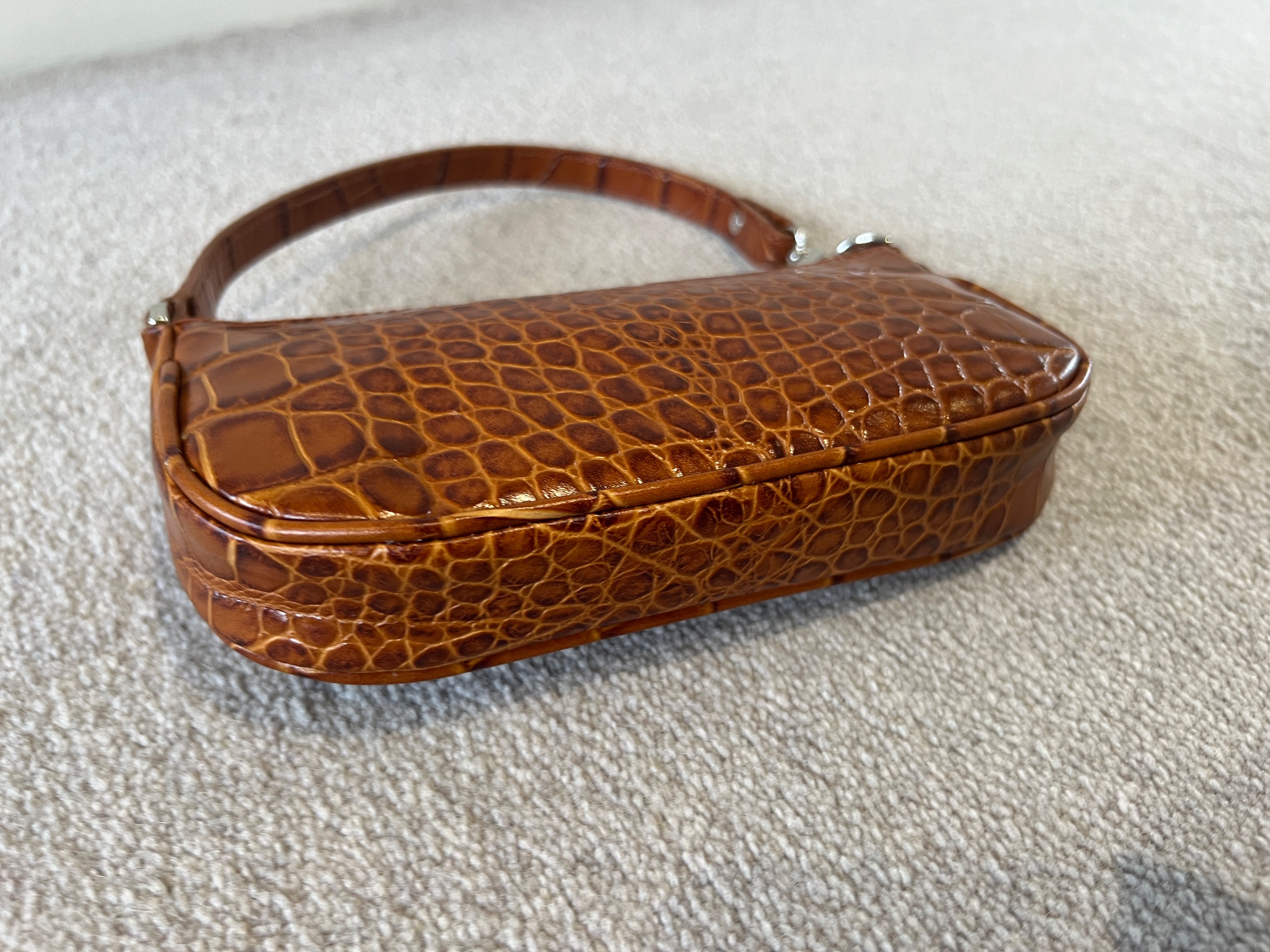 Preowned ByFar Croc Embossed Mini Rachel Bag brown leather