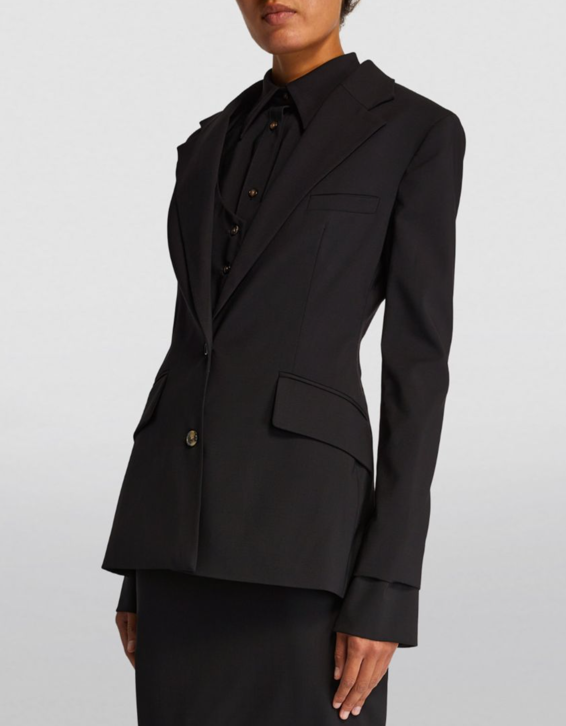 Awake AWAKE Mode Cut-Out Tailored Blazer With Shirt and Vest Insert Size XS Black wool