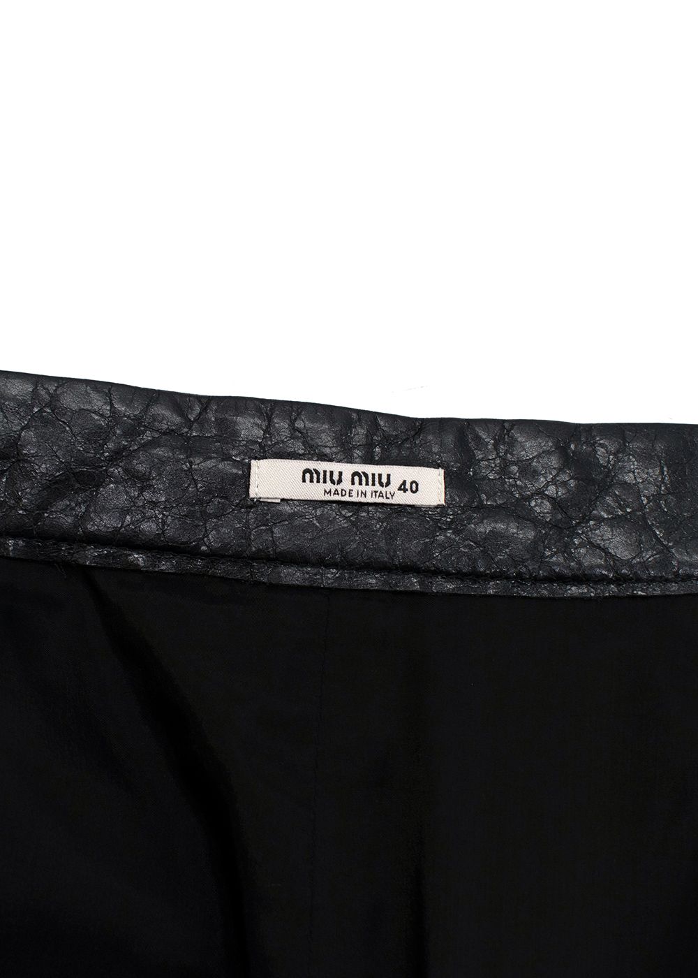 Preowned Miu Miu Black Crackled Leather Pencil Skirt Size XS