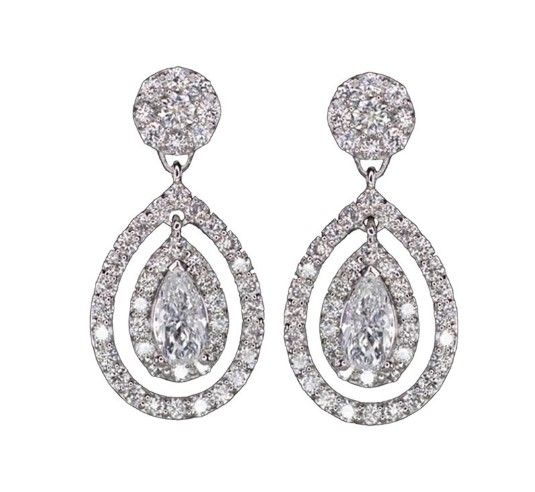 Antinori Fine Jewels 33ct VS Diamond Pear Cut Drop Earrings