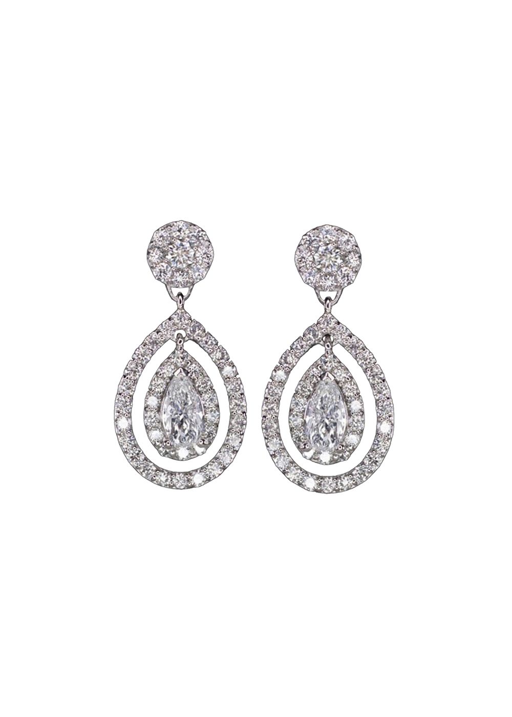 Antinori Fine Jewels 33ct VS Diamond Pear Cut Drop Earrings silver white gold