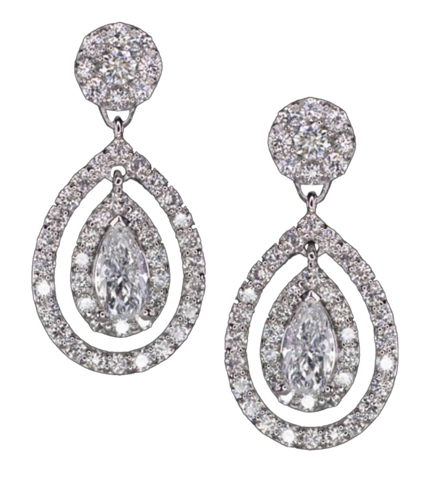 Antinori Fine Jewels 33ct VS Diamond Pear Cut Drop Earrings silver white gold