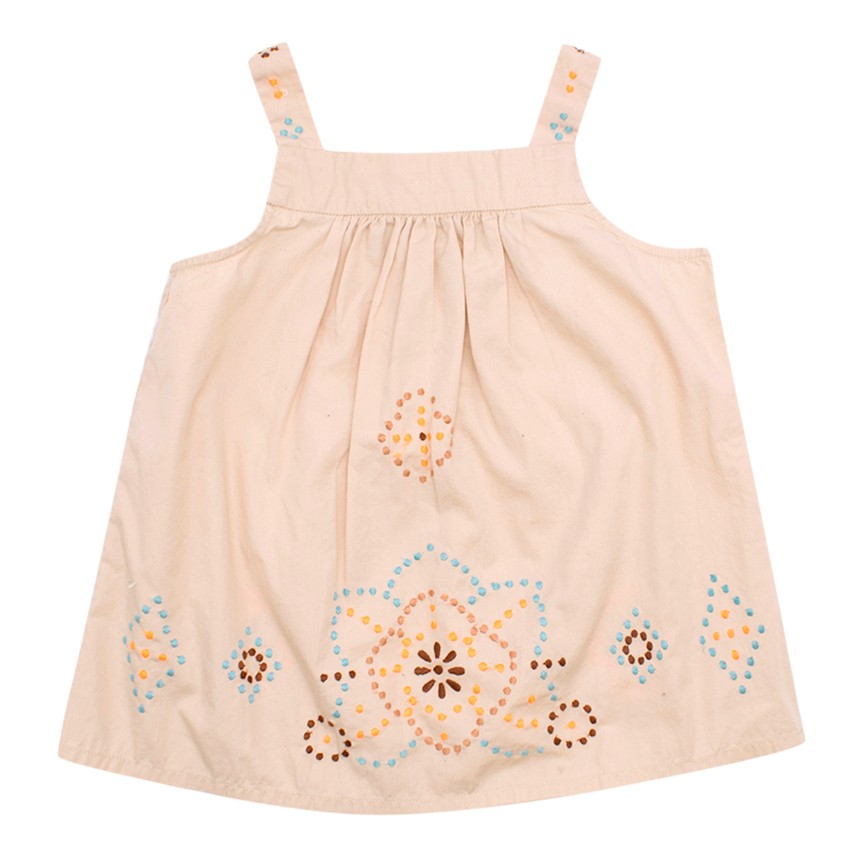 Boys Preowned Bonpoint Girls 2Y Beige Embroidered Top Size 18-24 Months Beige/Nude cotton