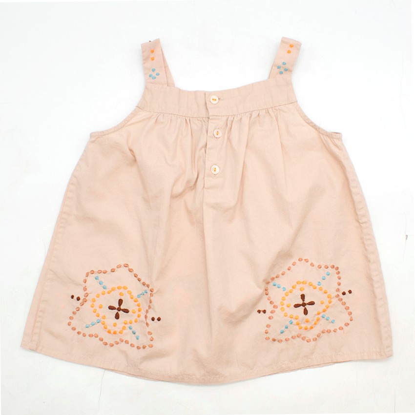 Boys Preowned Bonpoint Girls 2Y Beige Embroidered Top Size 18-24 Months Beige/Nude cotton