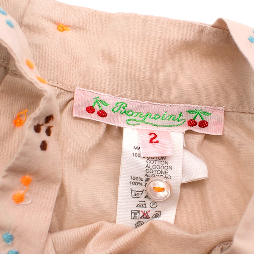 Boys Preowned Bonpoint Girls 2Y Beige Embroidered Top Size 18-24 Months Beige/Nude cotton