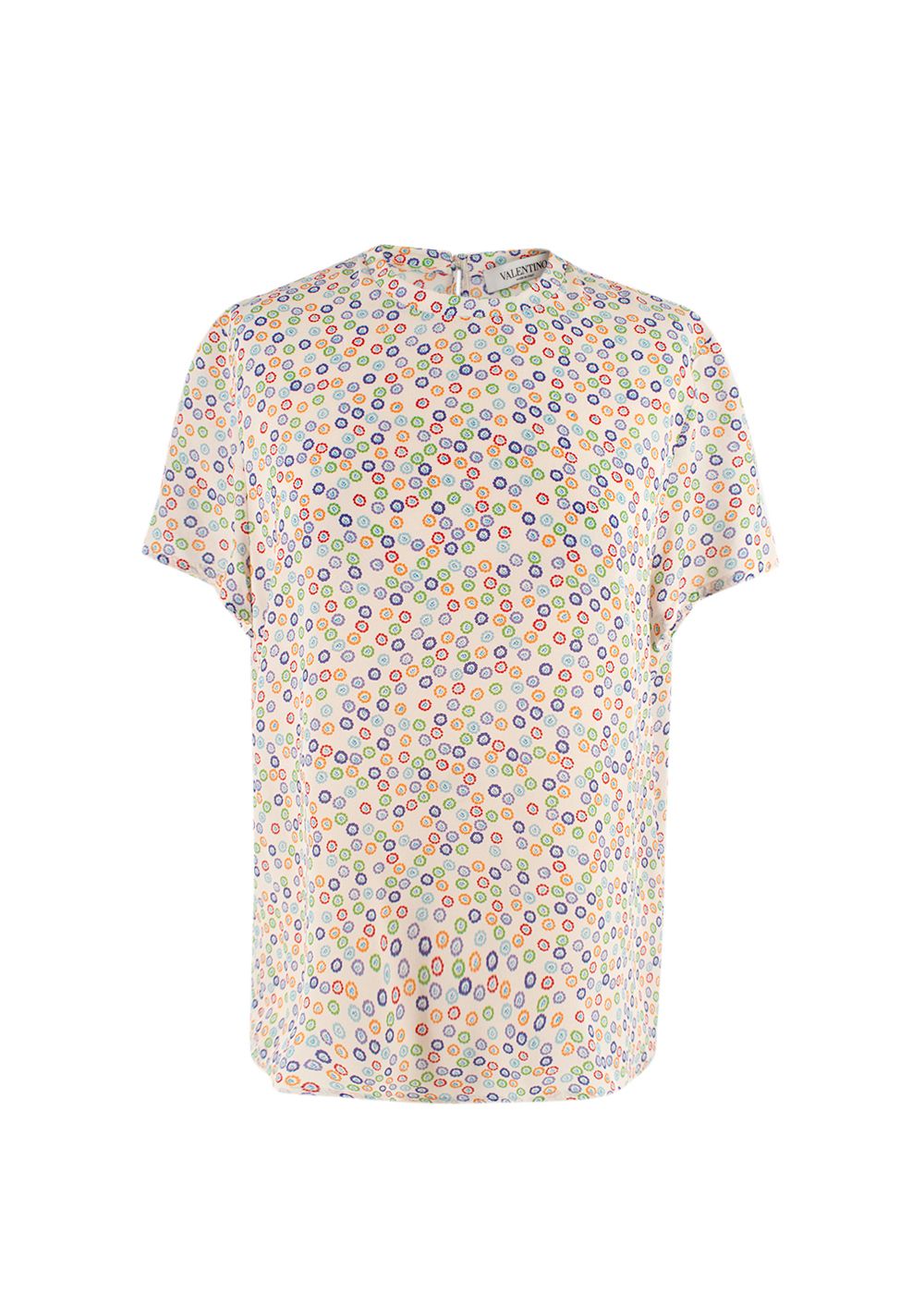 Preowned Valentino Multi-Colour Floral Print Silk Top Size S