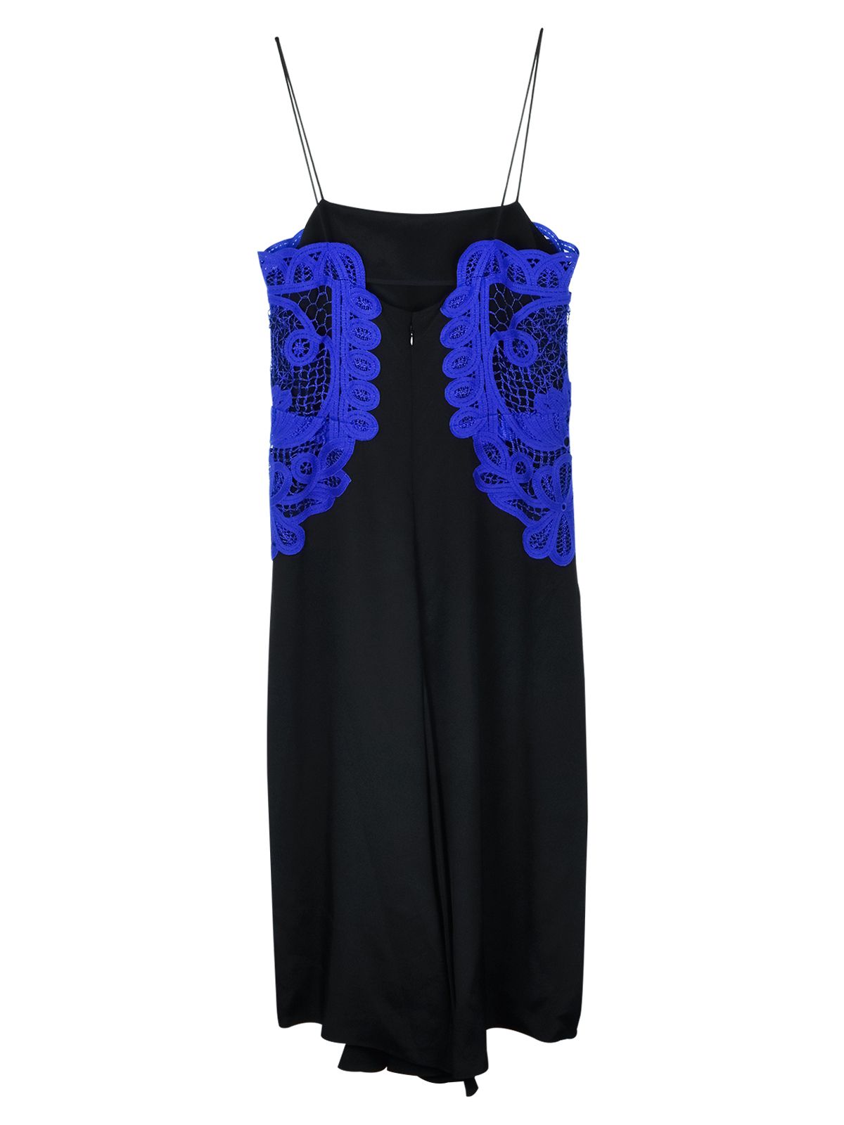 Victoria Beckham Black crepe  blue lace slip dress Size M