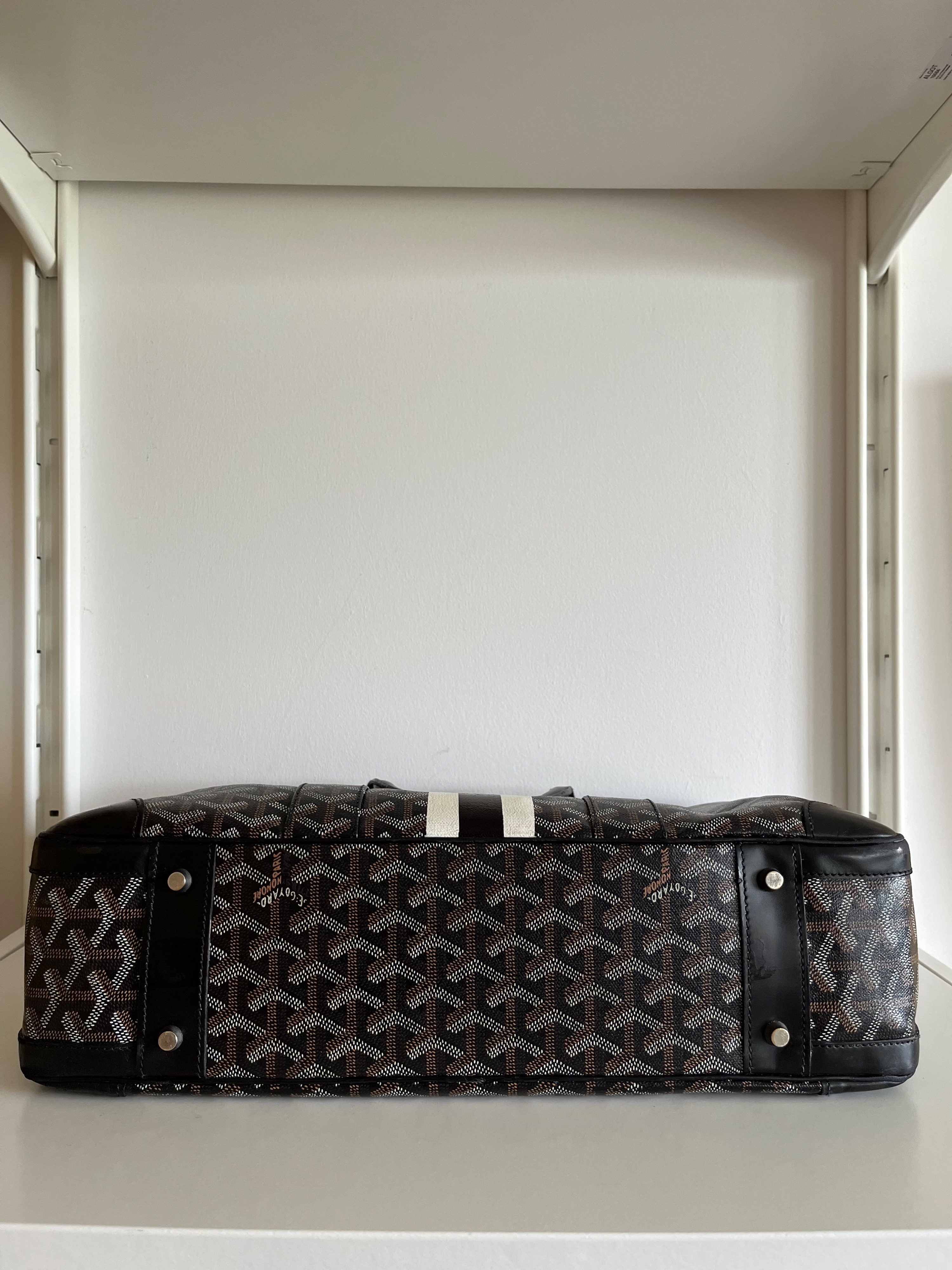 Preowned Goyard Black Goyardine Ambassade Briefcase Size L leather