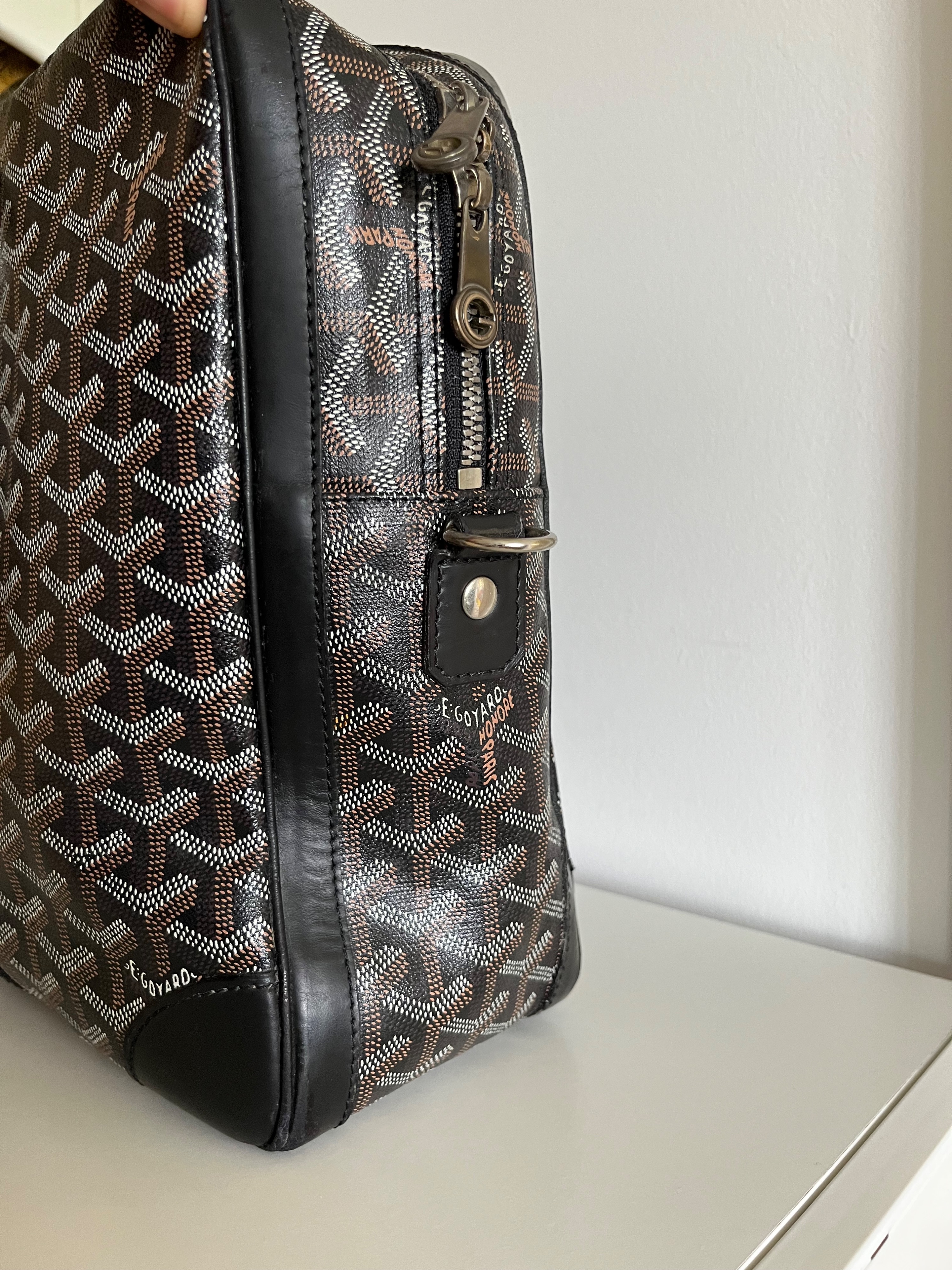 Preowned Goyard Black Goyardine Ambassade Briefcase Size L leather