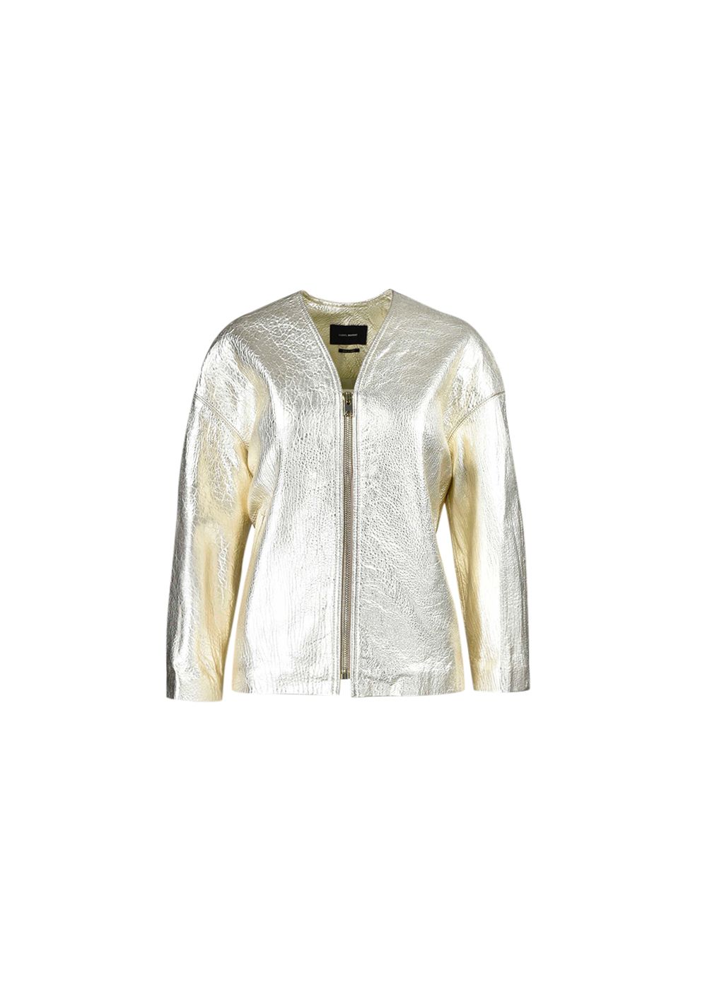 Preowned Isabel Marant Metallic gold leather collarless jacket Size M