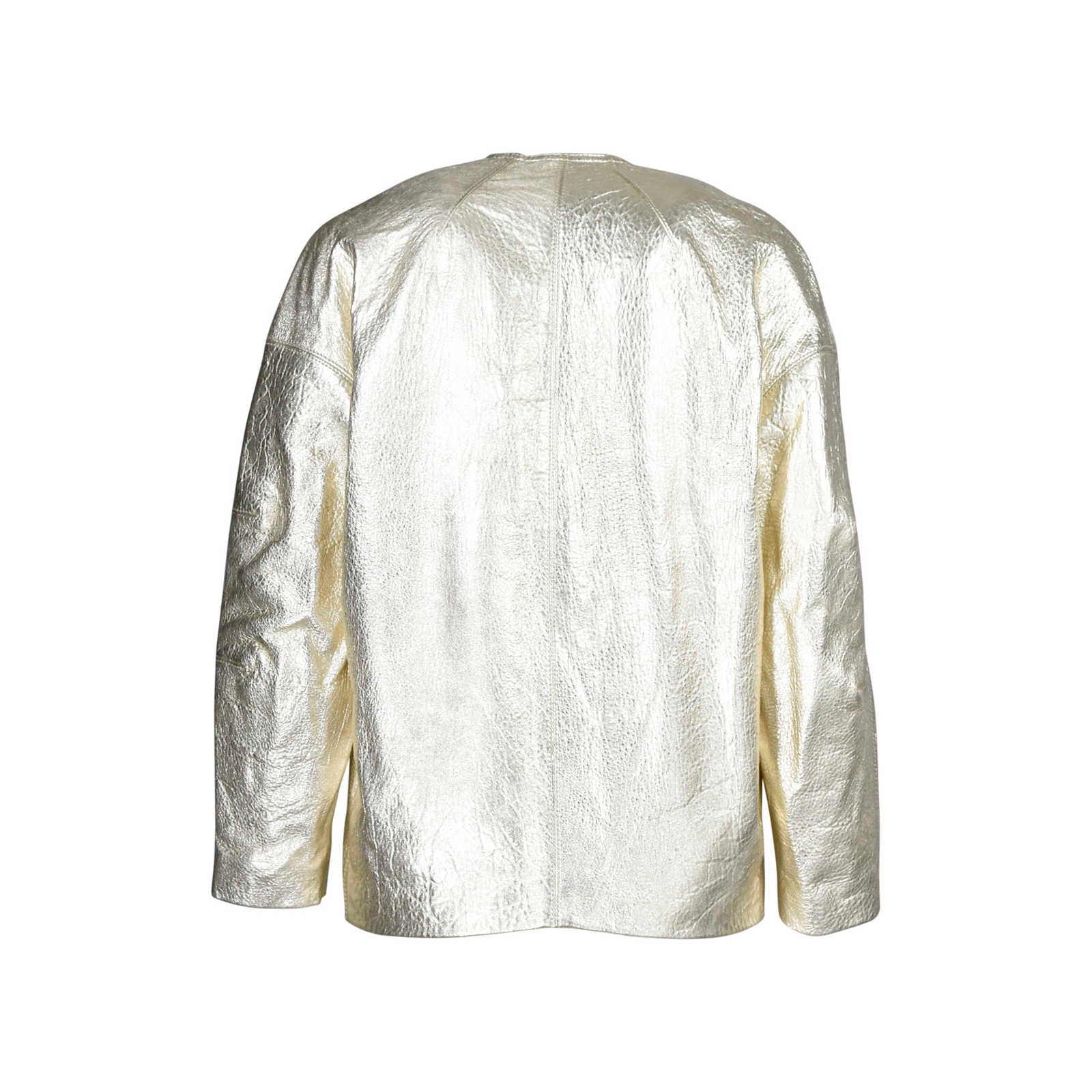 Preowned Isabel Marant Metallic gold leather collarless jacket Size M