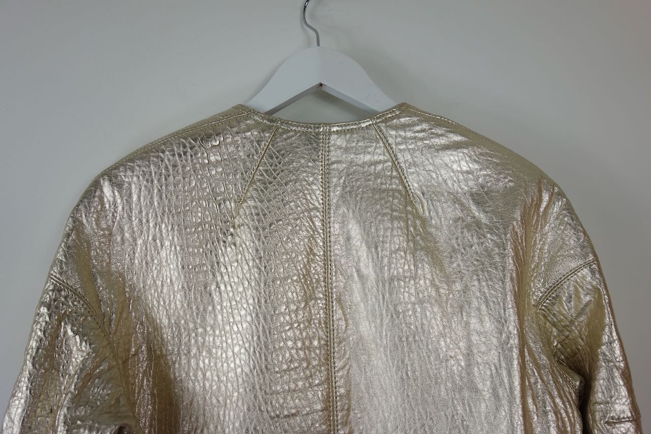 Preowned Isabel Marant Metallic gold leather collarless jacket Size M