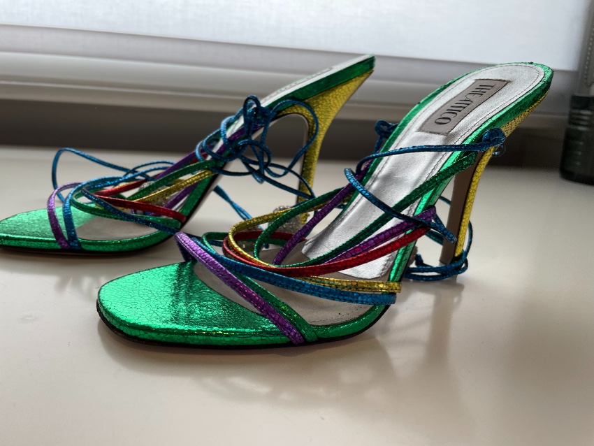 Attico Multicoloured Eve 110 Strappy Sandals Size 395 Yellow leather