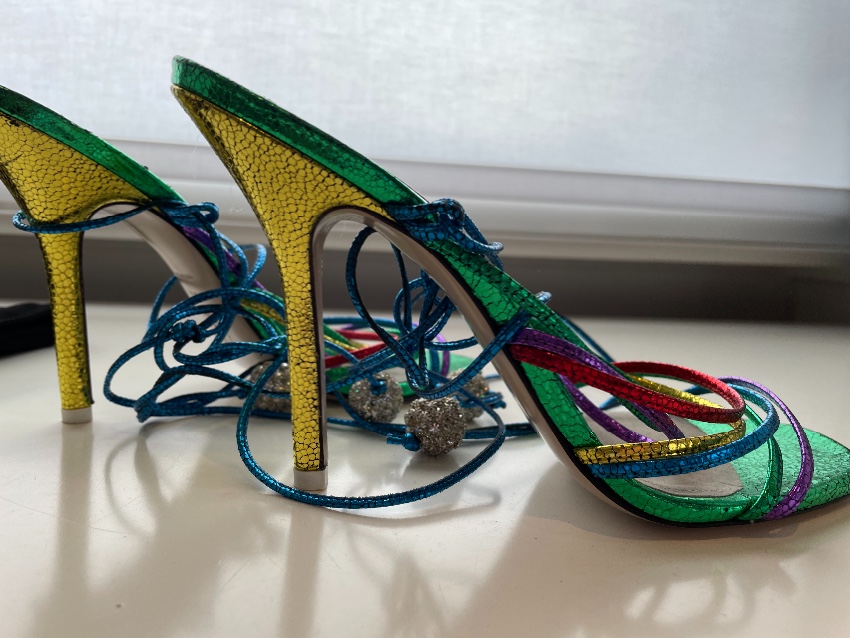 Attico Multicoloured Eve 110 Strappy Sandals Size 395 Yellow leather